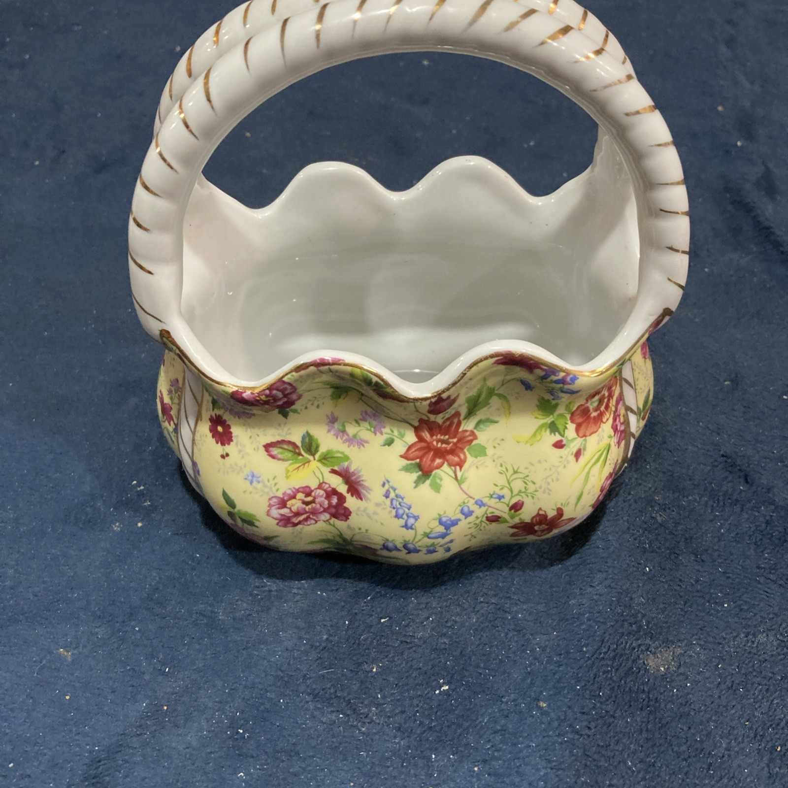 FORMALITIES BAUM BROS. PORCELAIN BASKET PLANTER VASE 5 1/2 × 3 1/4 × 6" Decor