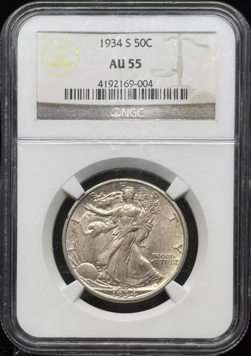 1934 S Walking Liberty Half NGC AU-55