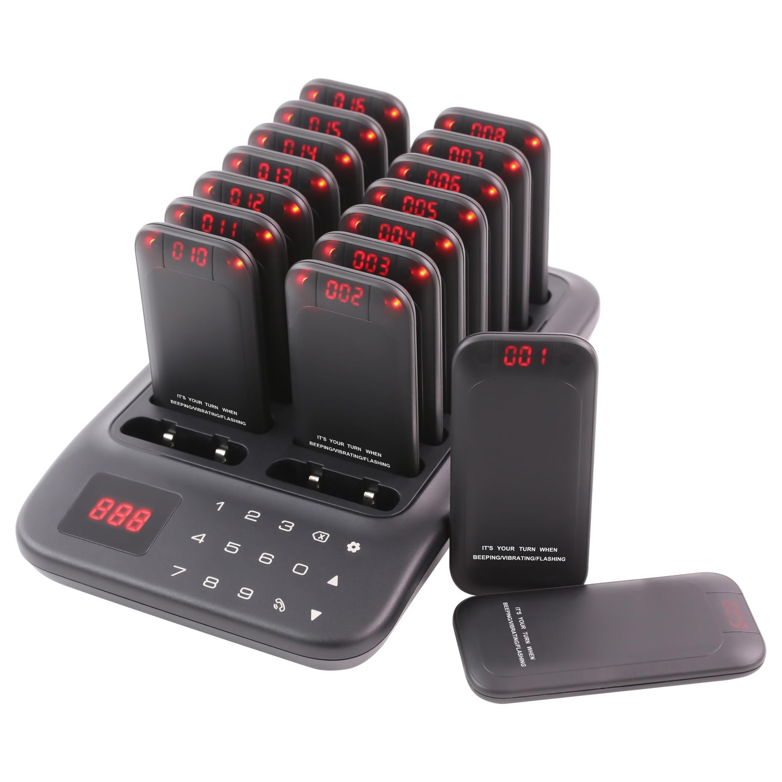 ** NEW Wireless Restaurant Pager System | 16 LED Pagers | Buzzer and Vibration