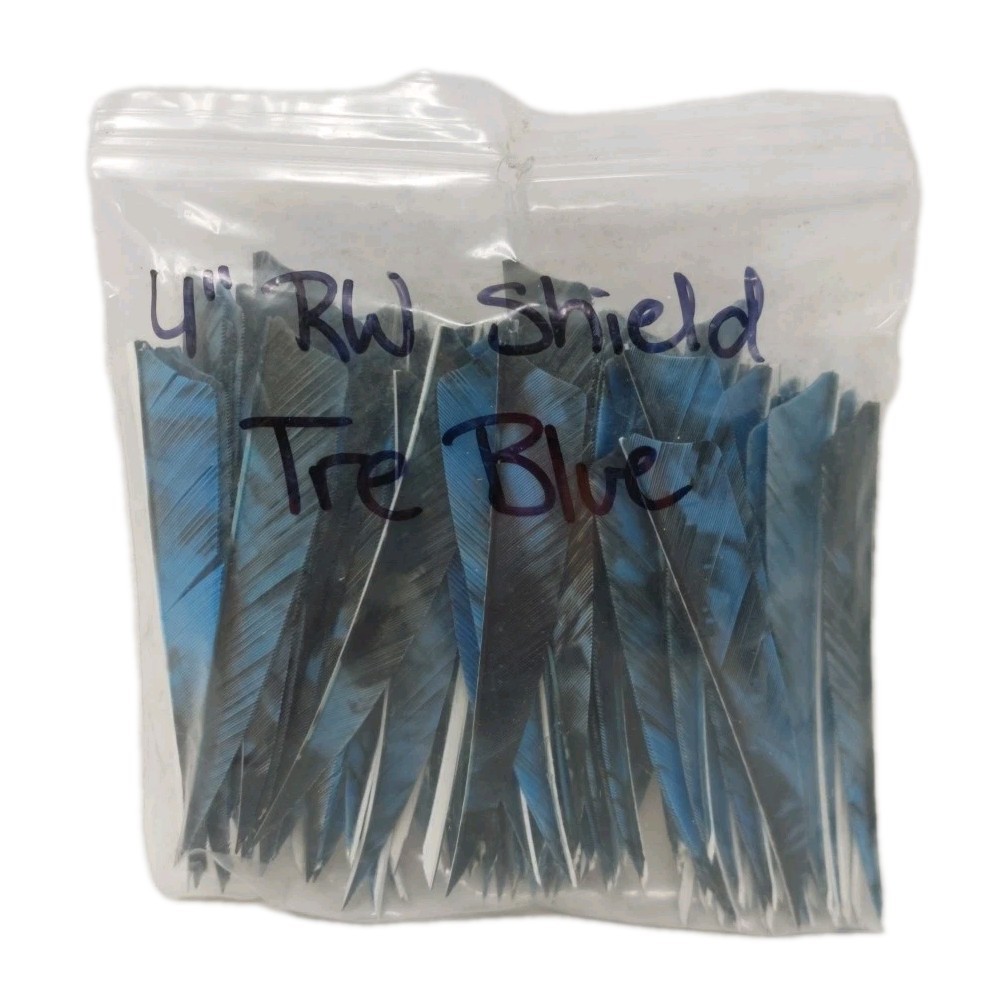 100 Pack Archery Arrow Feathers 4" Right Wing: Shield Camo Tre Blue