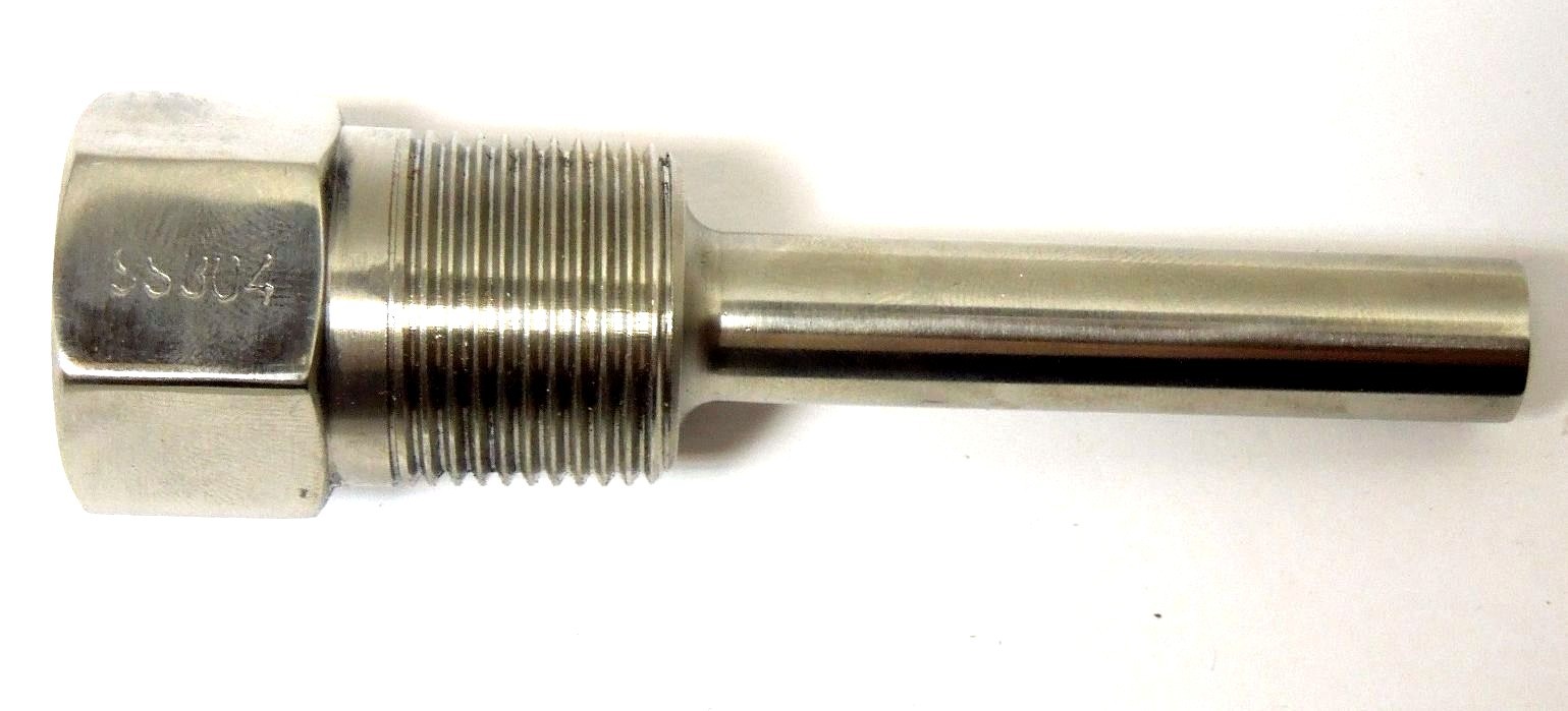 Thermowell 304ss 1/2" Female NPT x 4" L x 3/4" Male NPT Machined Brew 297ER83