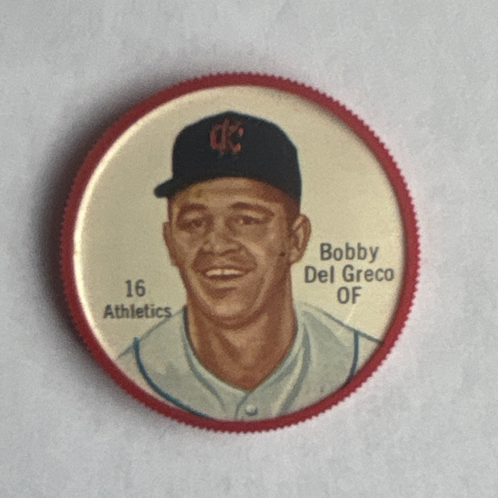 1962 Salada Junket Bobby Del Greco Athletics Plastic Baseball Coin #16