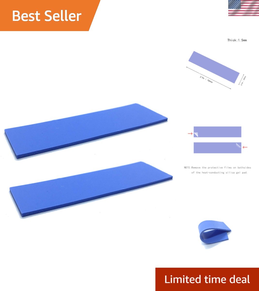 Soft, Low Viscosity M.2 Thermal Pads for Optimal SSD Heat Dissipation - 2 Pack