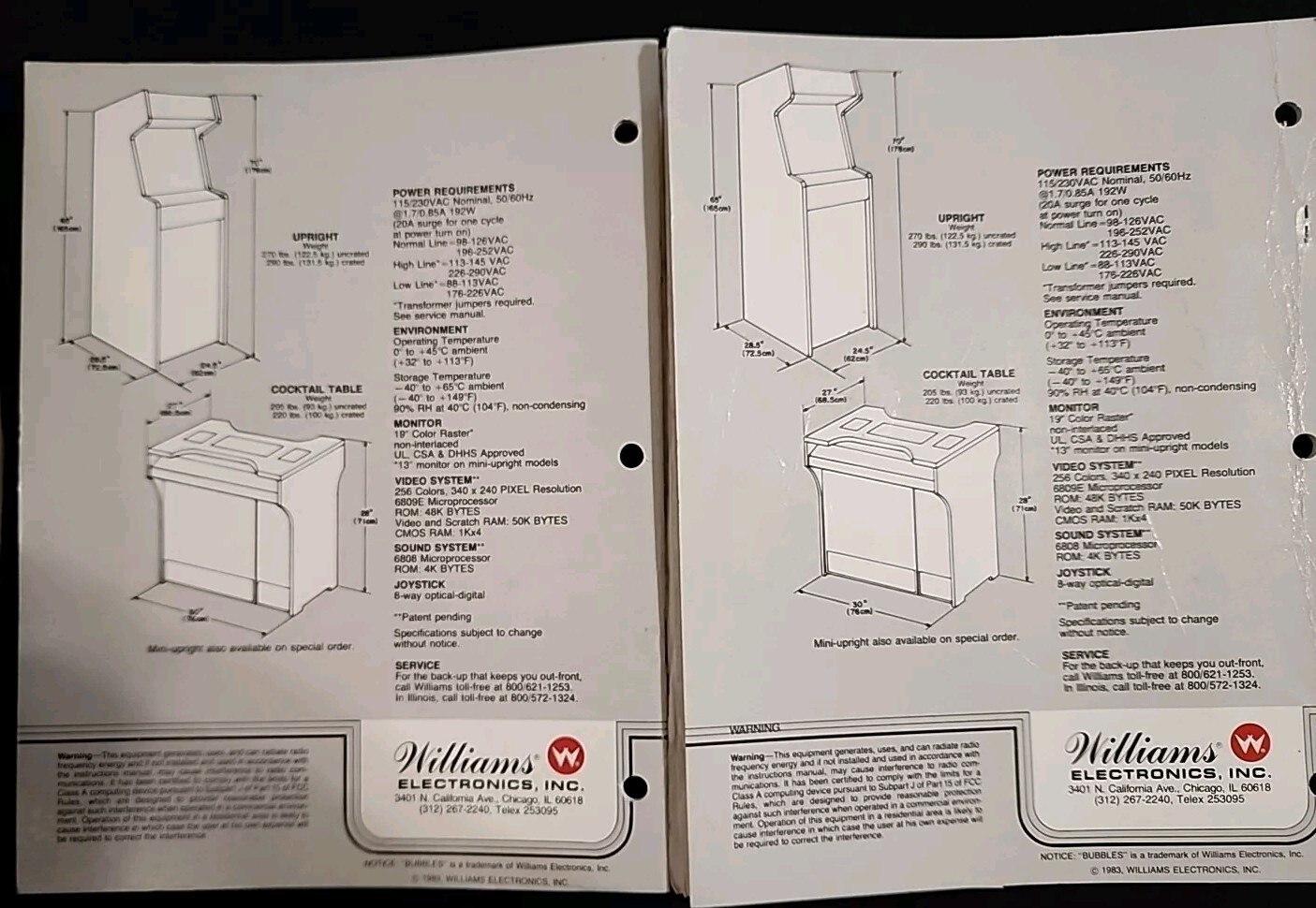 Bubbles Arcade Game Instruction Manual & Drawing Set Repair Schematics 1983