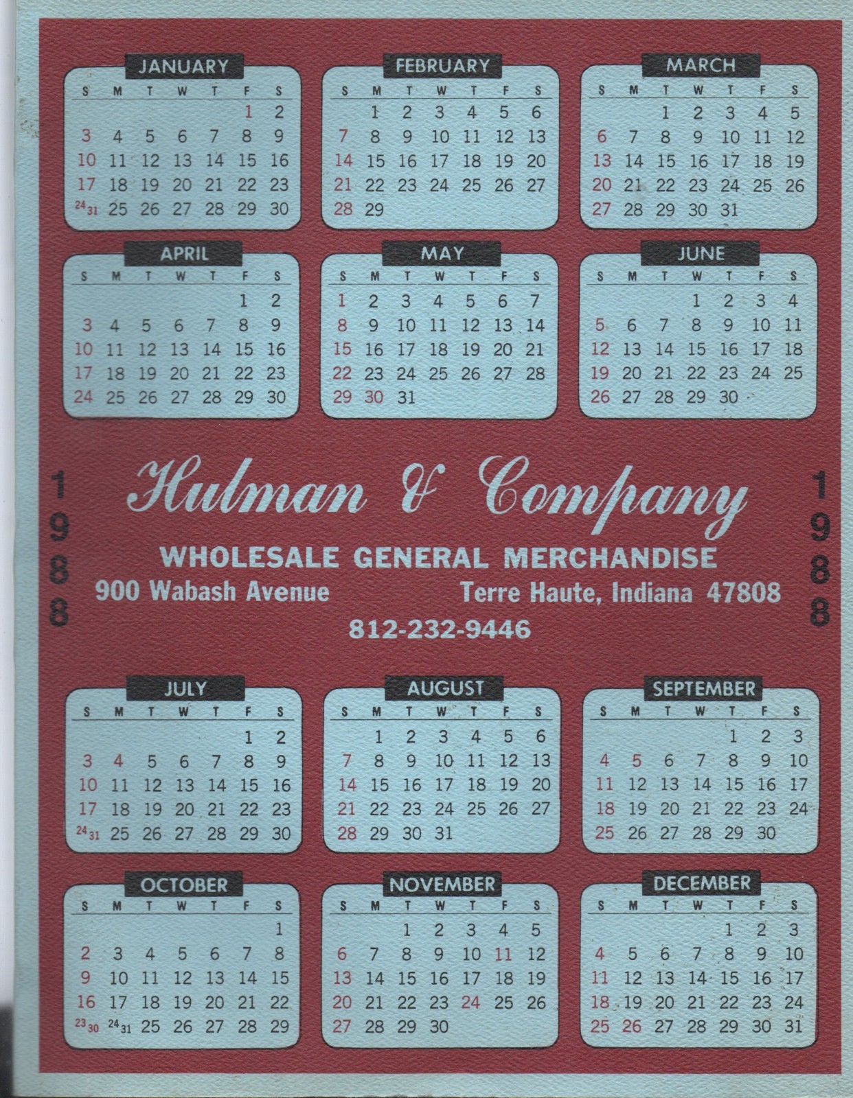 Hulman and Company 1988 Catalog Terre Haute Indiana