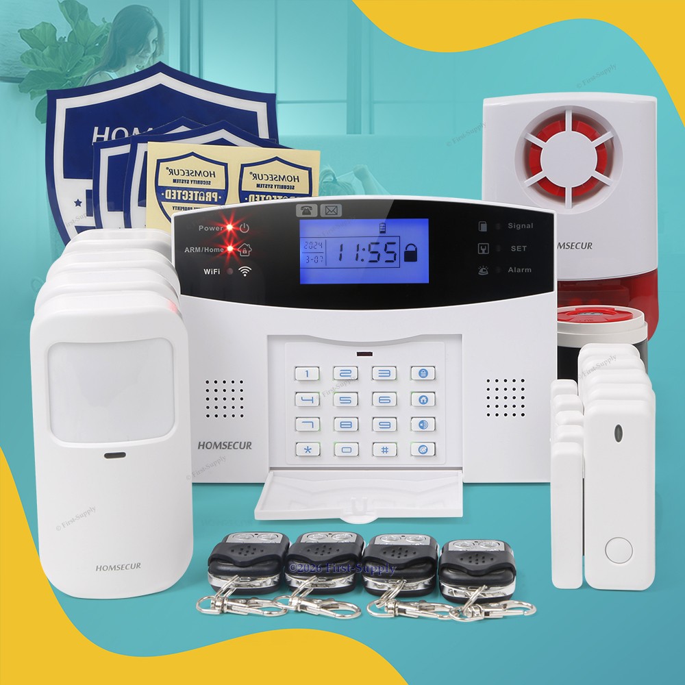 HOMSECUR Wireless &wired WIFI 4G GSM Home House Alarm System+Red Flash Siren