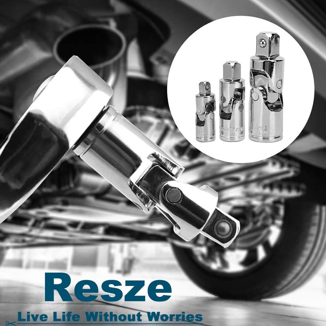 3PCS Swivel Socket Set (1/4", 3/8", 1/2"), 360° Rotating Adapters
