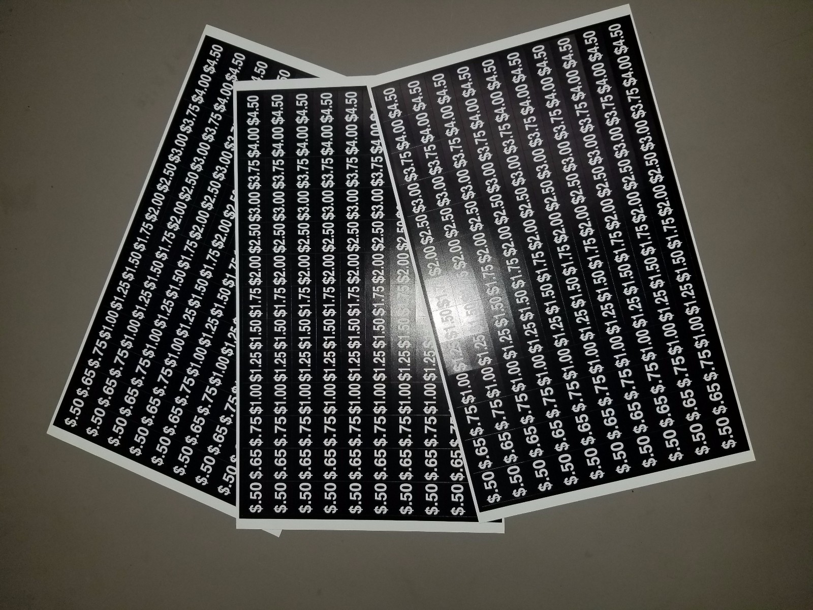 VENDING MACHINE PRICE LABEL SHEET 390 STICKERS VARIETY 3 STICKER SHEETS TOTAL