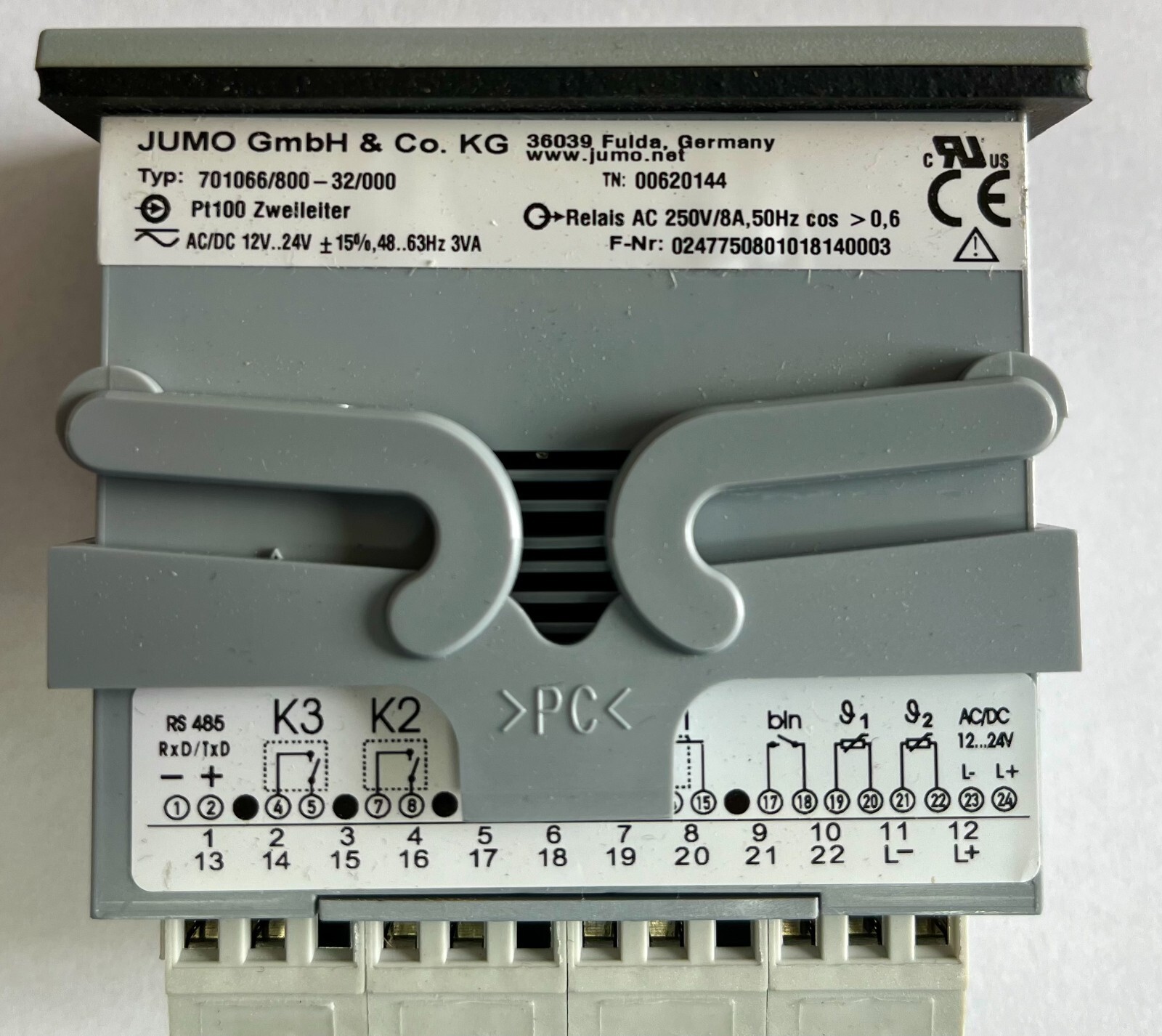 JUMO eTRON M100 Regulator 12...24V Electronic 2 Channel Microstat