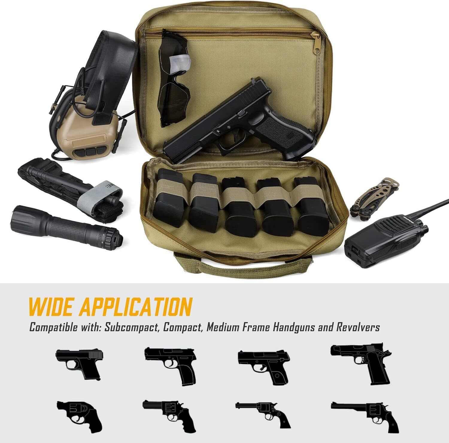 Pistol Soft Case Handgun Tactical Range Bag Gun Pouch Shooting Lockable Storage