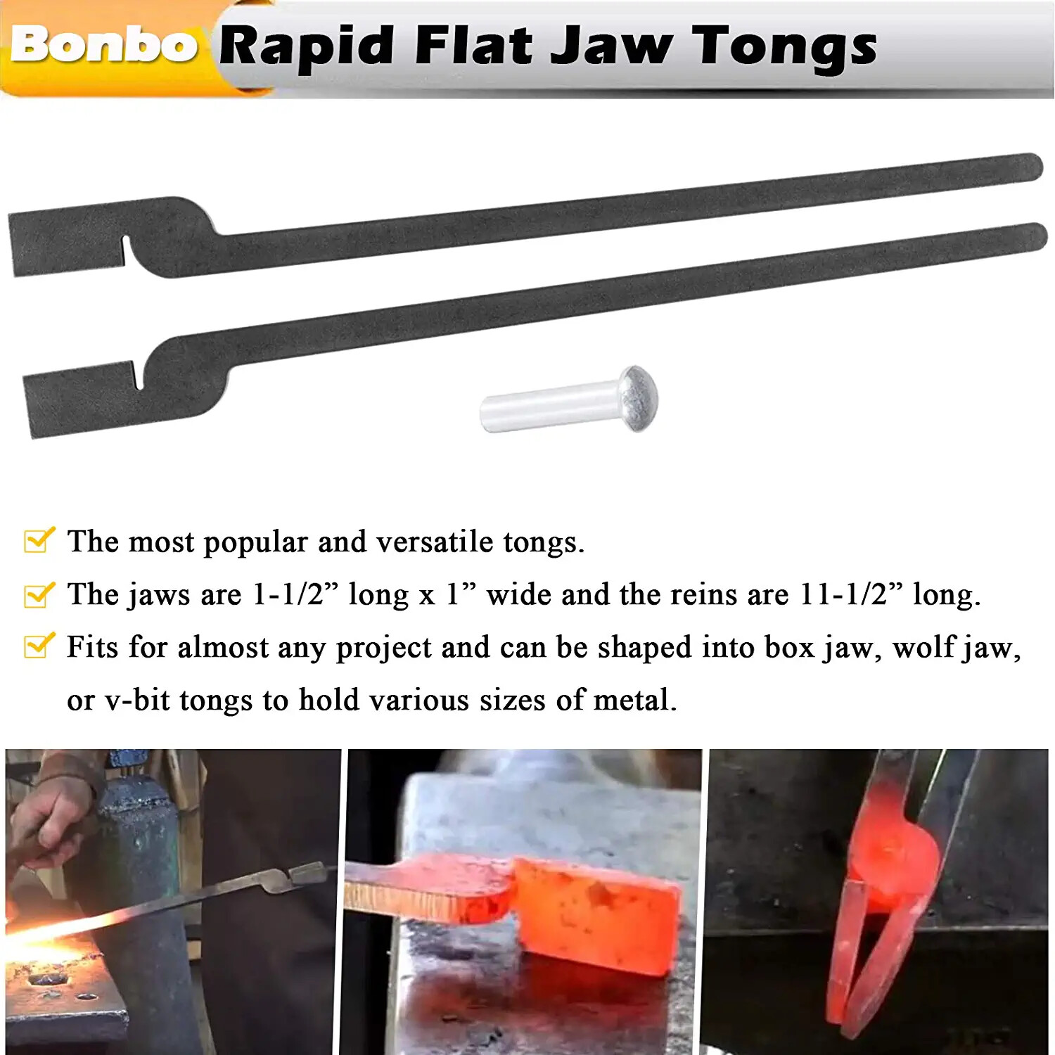 DIY Rapid Blacksmith Tongs Bundle Set With Rivet For Blacksmithing Forging Forge