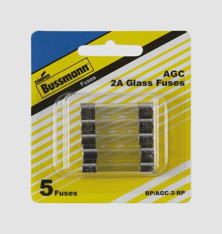 Bussmann Buss Fuses BP/AGC-2-RP, 2 Amp AGC Glass Fuse Mini Automotive Car 5pk