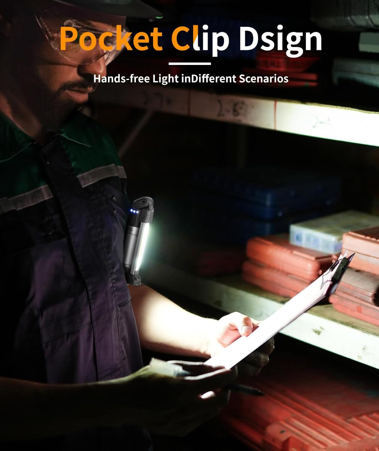 Magnetic Work Light 800 Lumens Rechargeable Work Light with Multifunctional Pack
