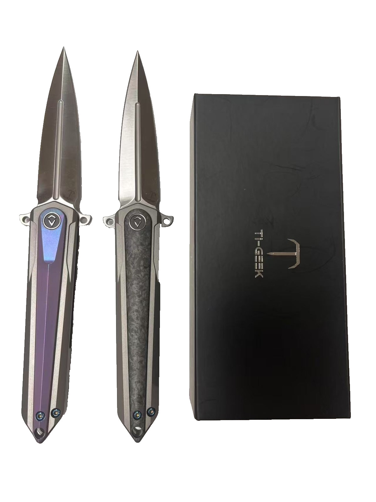 Italy Style EDC Folding Knife, Titanium Handle w/ Carbon Fiber Inlay