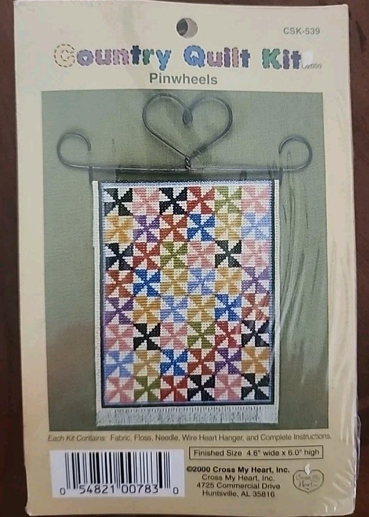 Country Quilt Kit Pinwheels  Cross My Heart Cross Stitch CSK-539 4.6 × 6"
