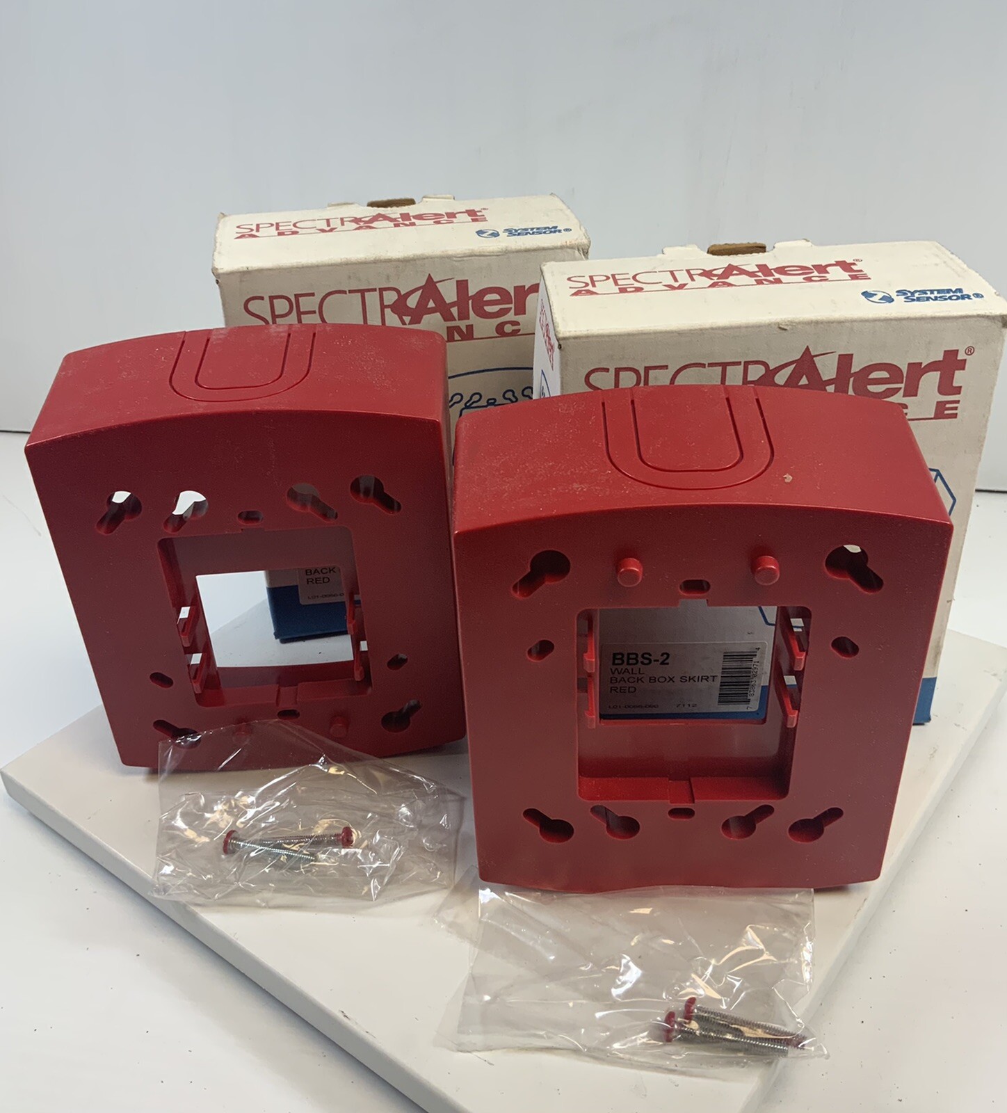 (2) System Sensor BBS-2 SpectraAlert  Surface Mount Red Fire Alarm Box Skirt
