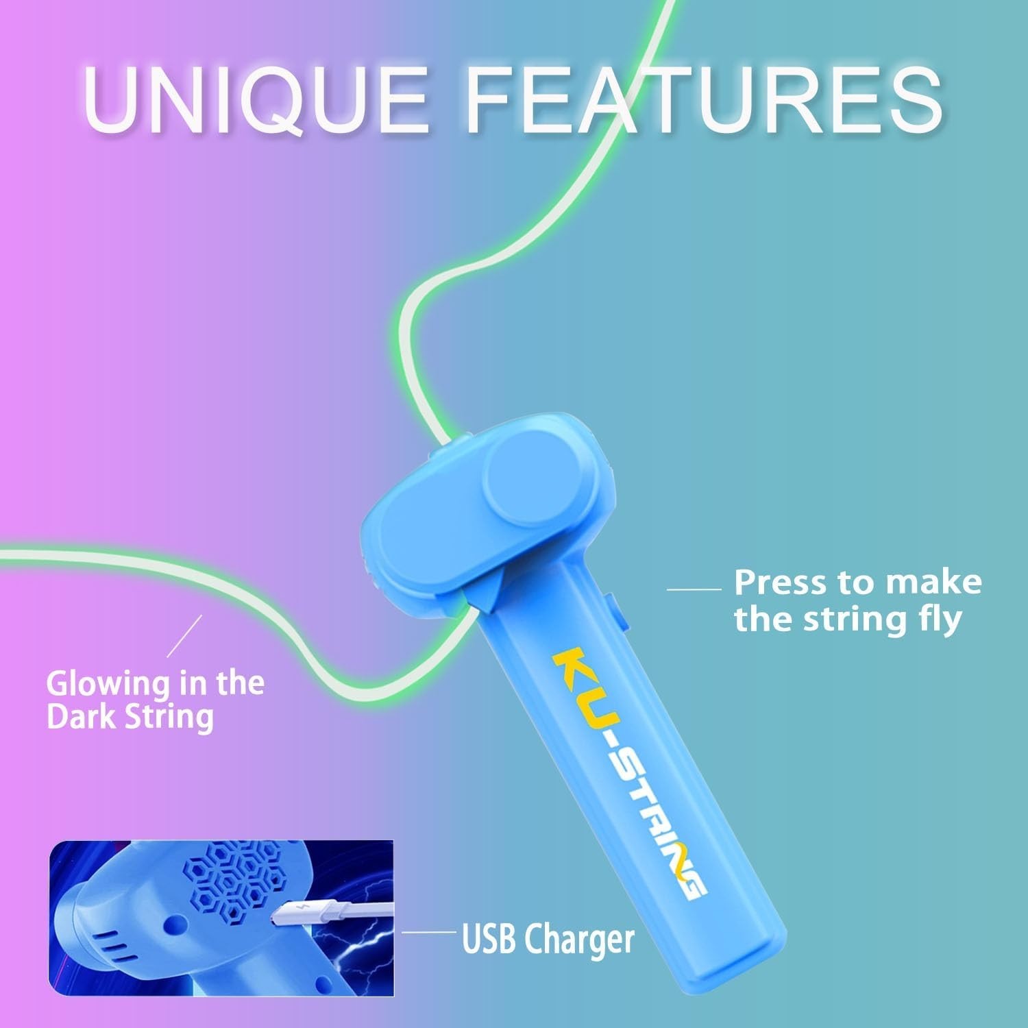 2 PACK Lasso String Shooter Loop Toy Handheld Zip Rope Launcher Propeller Toy US