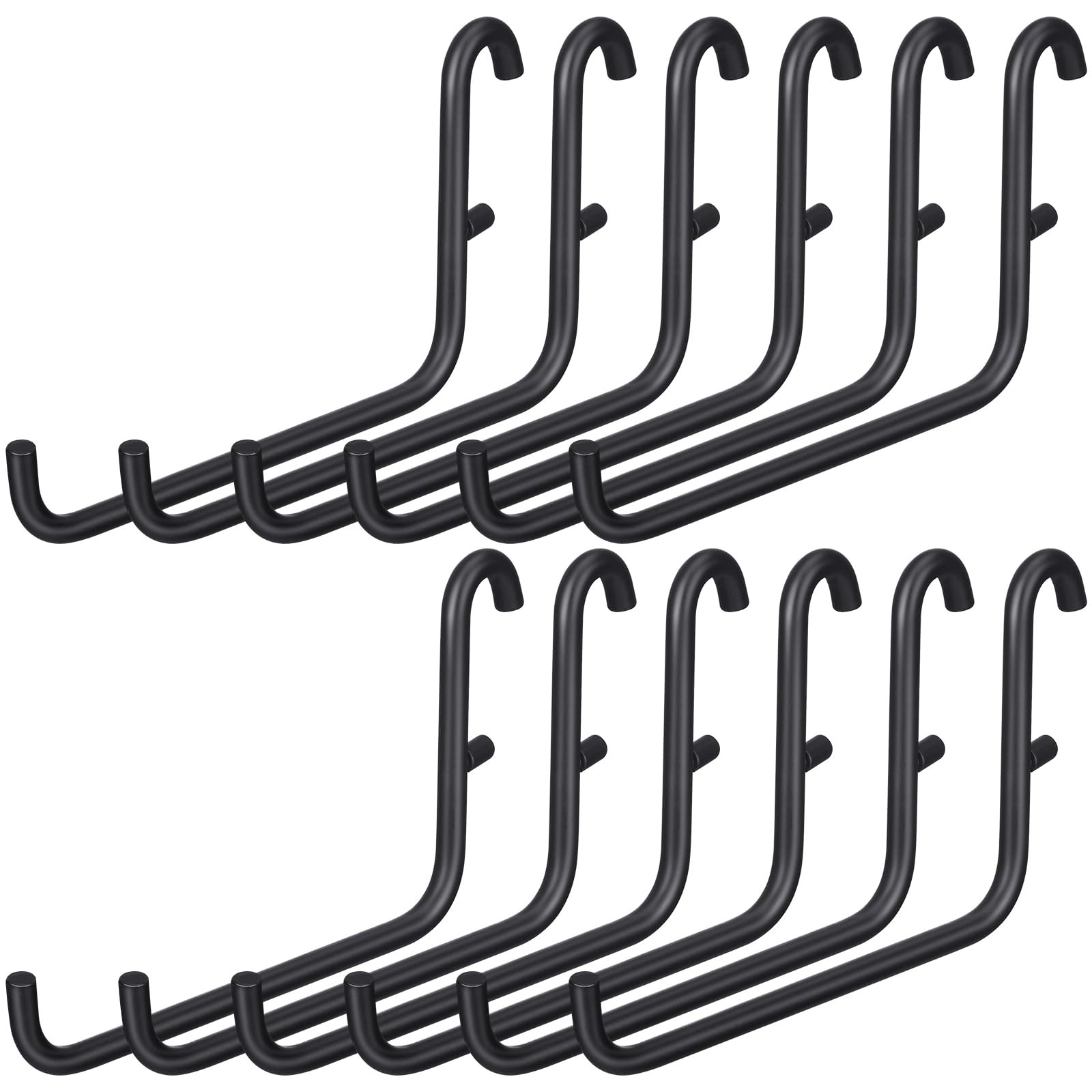 GlikCeil 12 Pcs Pegboard Hooks, 6 x 9.5 Centimeters, Black Pegboard Accessori...