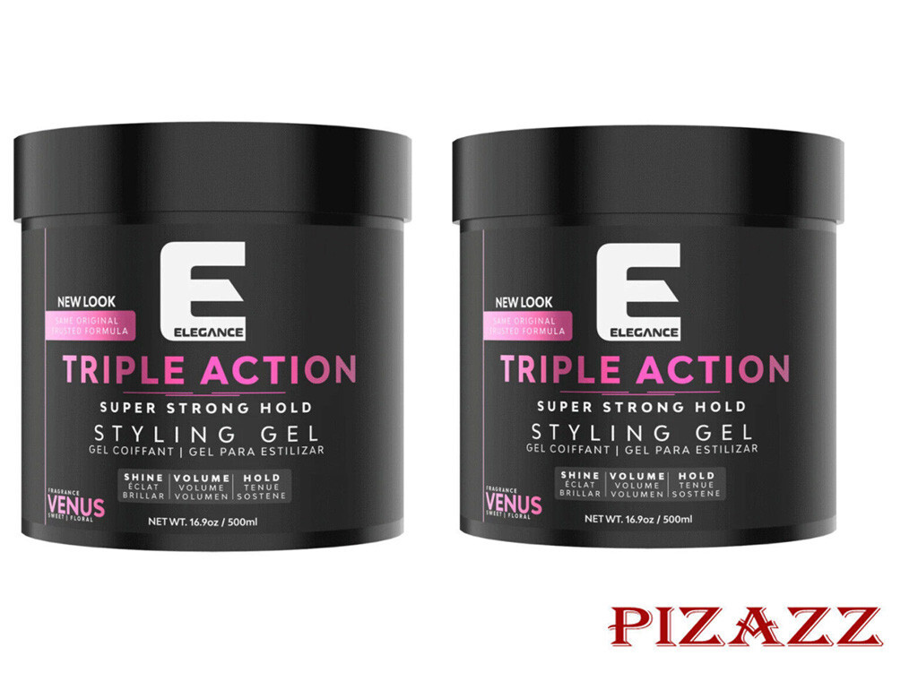 2x Elegance Hair Gel Triple Action Venus Styling 16.9fl oz/ 500ml = 1000mL