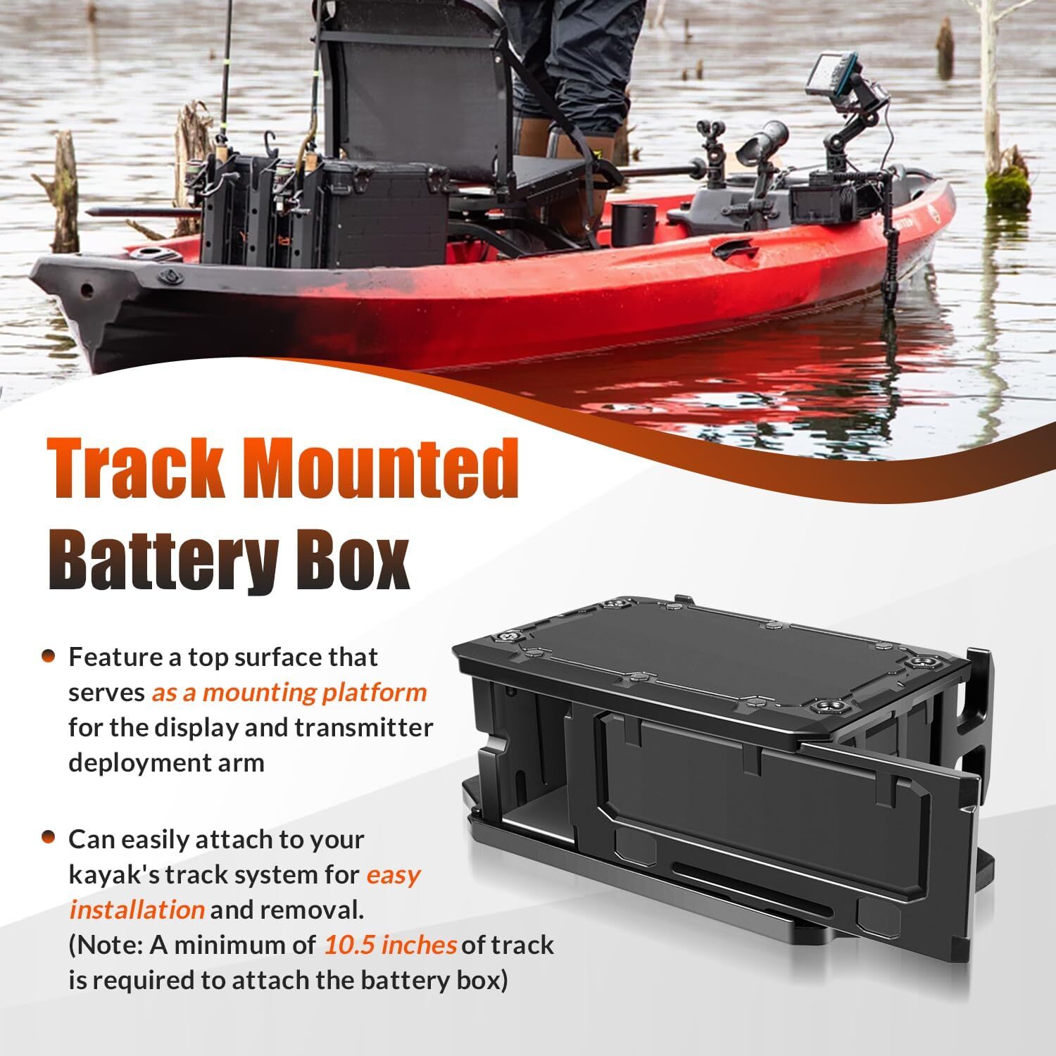 Track Mounted Battery Box CLB-1002 Fits for YakAttack Switchblade Transducer Arm