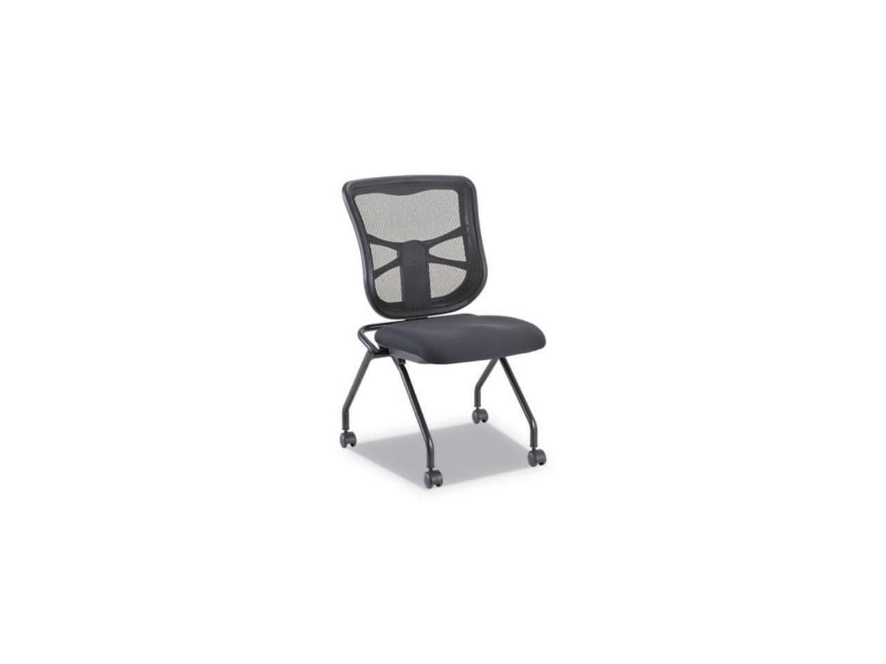 Alera ALEEL4915 Elusion Mesh Nesting Chairs, Black Seat / Black Back, Black Base