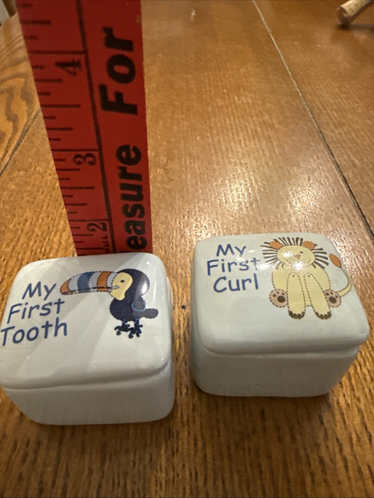 2 Ceramic Keepsake Boxes First Tooth First Curl 2"x1.75"