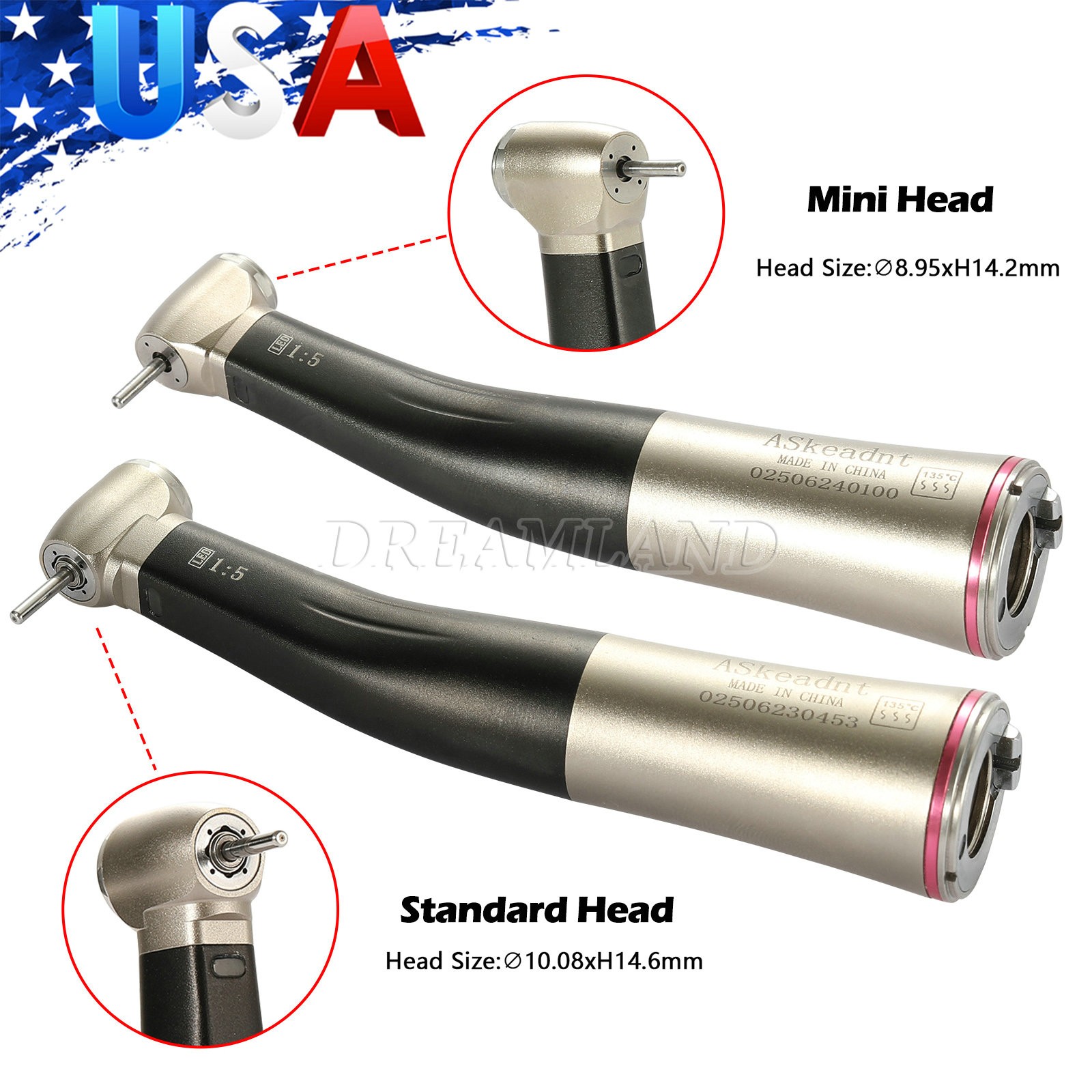 1:5 Electric High Speed Dental Handpiece LED Optic Fiber Contra Angle For NSK AS