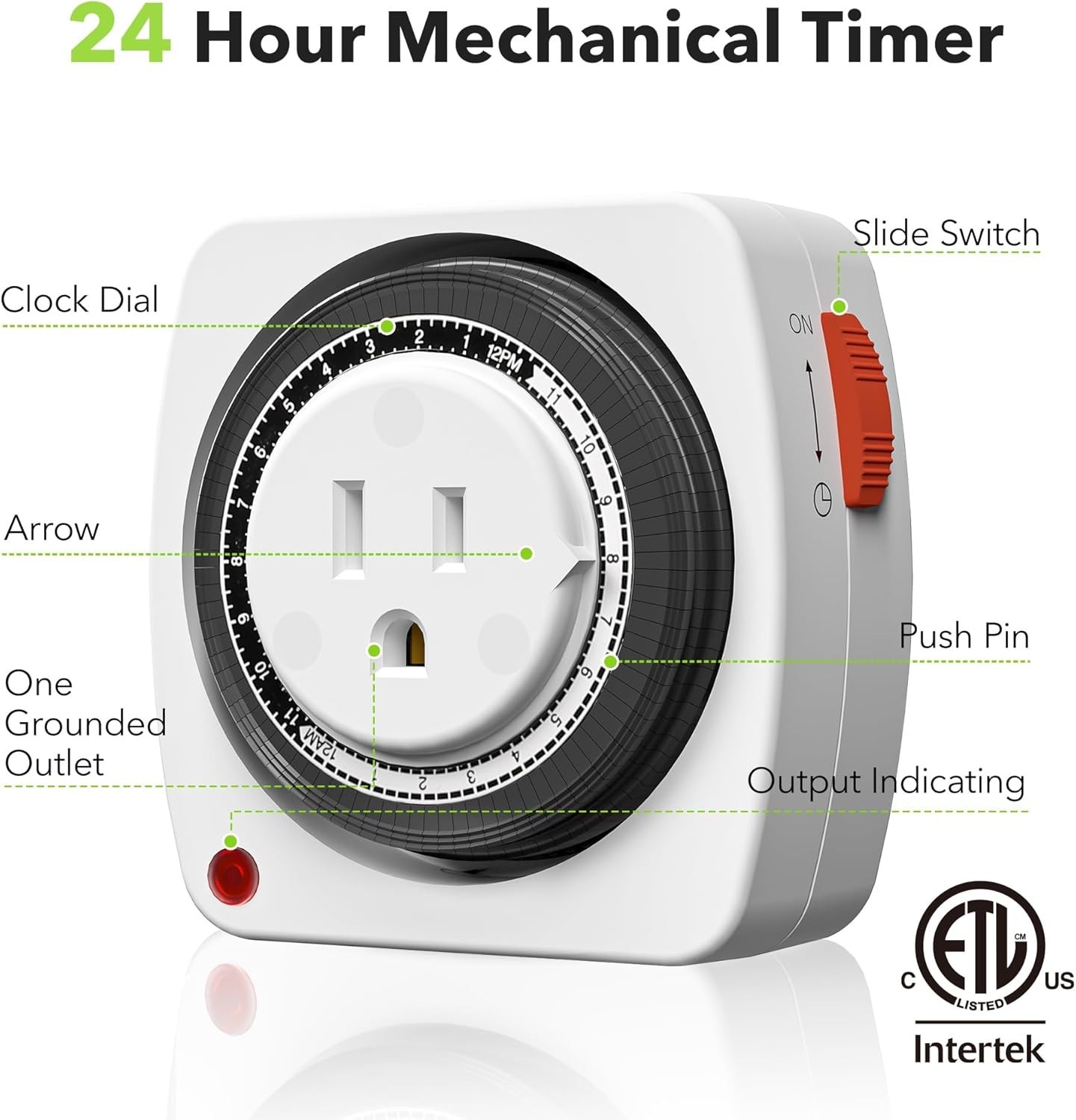 15-Minute Interval Indoor Timer - 24-Hour Programmable for Versatile Automation