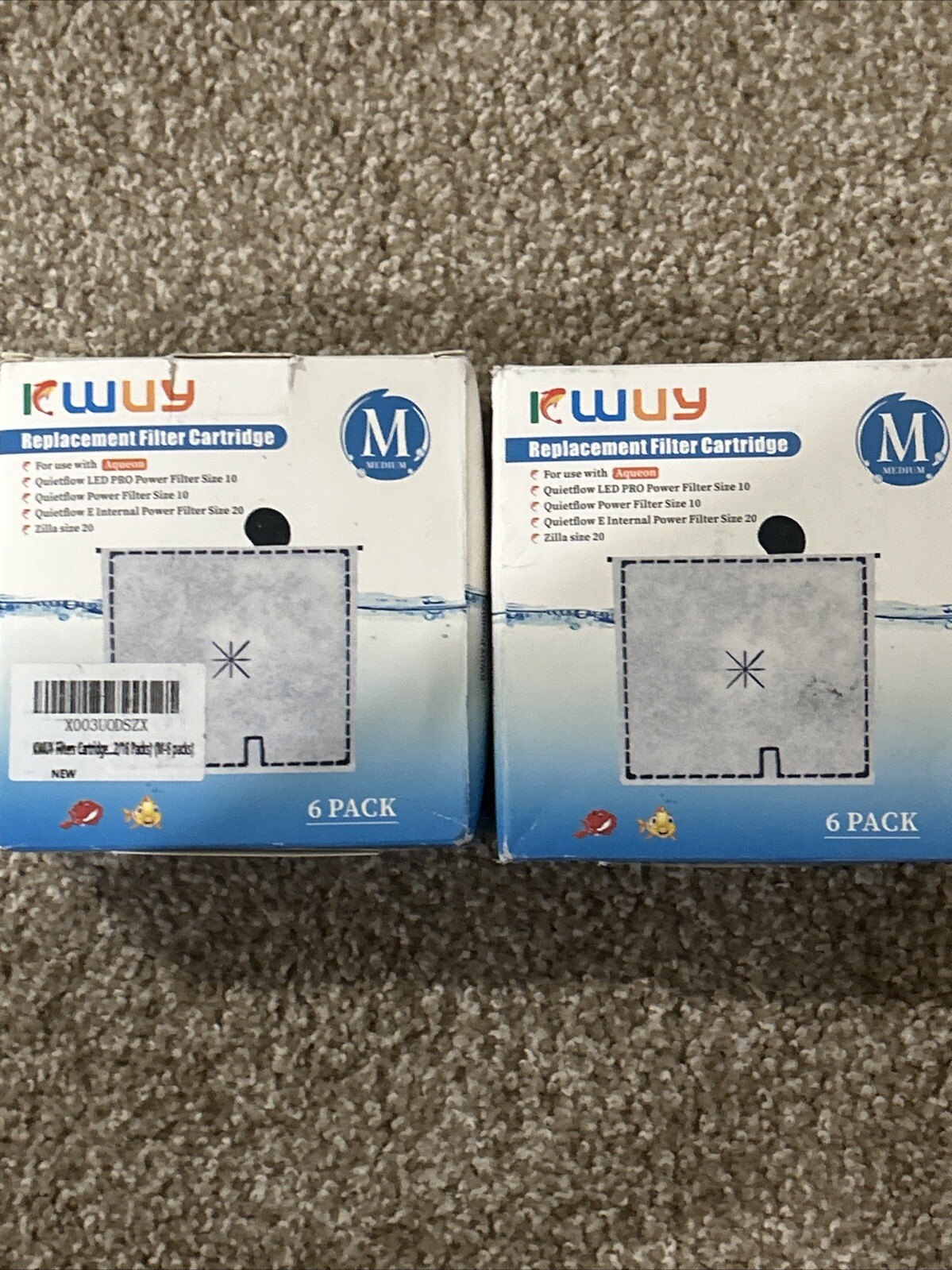 Replacement Filter Cartridges for Aqueon Fish Tank - Medium - 6 Count - 2 Pack