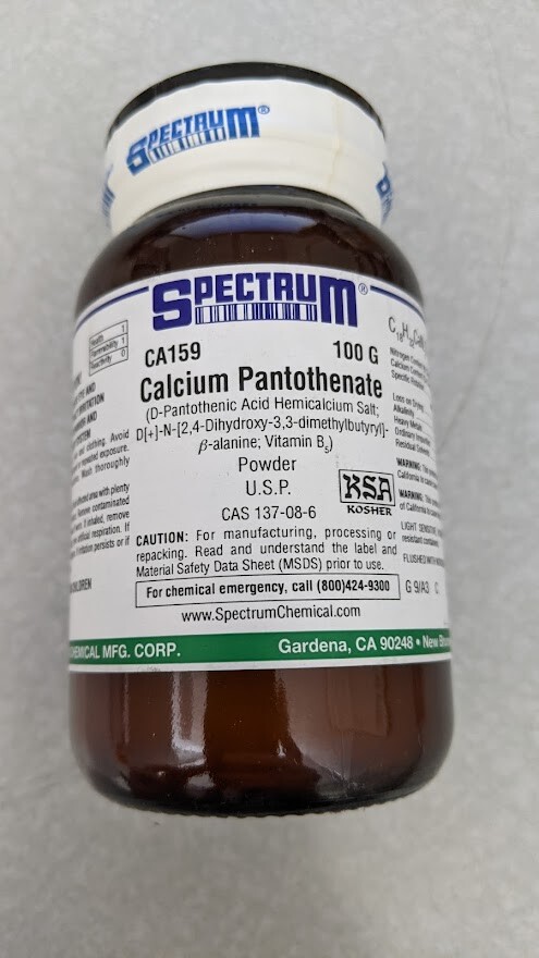 100g Spectrum Chemical - Calcium Pantothenate, Powder, USP CA159 | 137-08-6