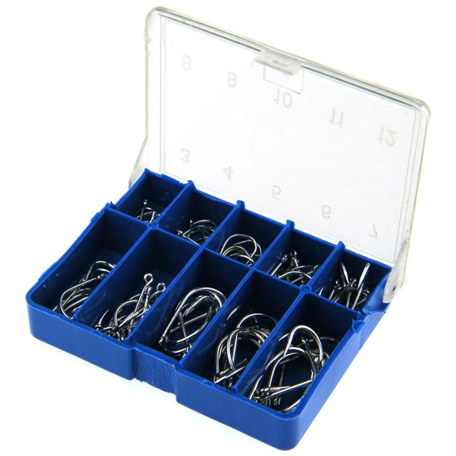 100PCS Fishing Hooks Kit 10 Sizes Sharpened Carbon Steel Circle Hooks With Box