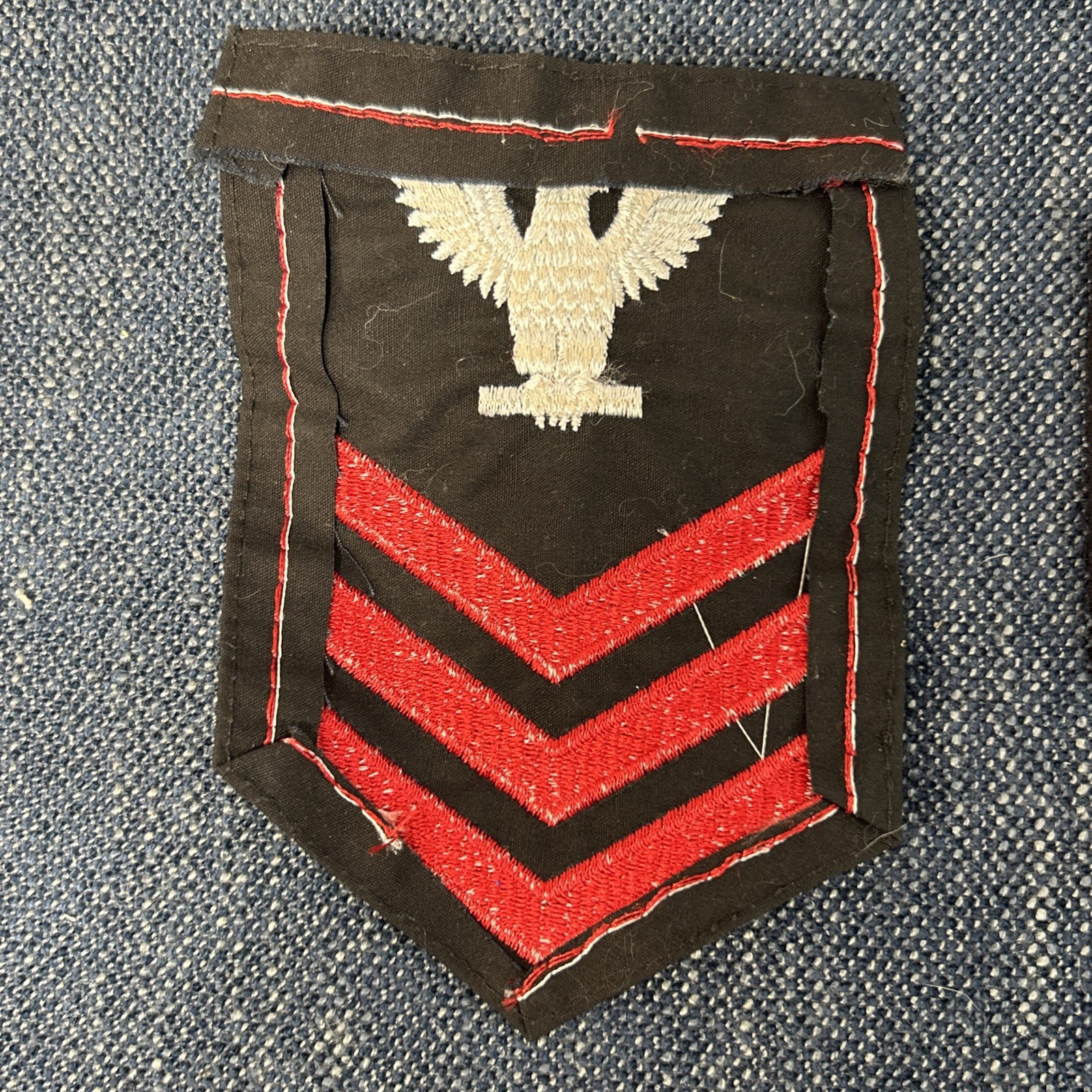 2 WWII USN US Navy White Eagle Bird Patch On Black