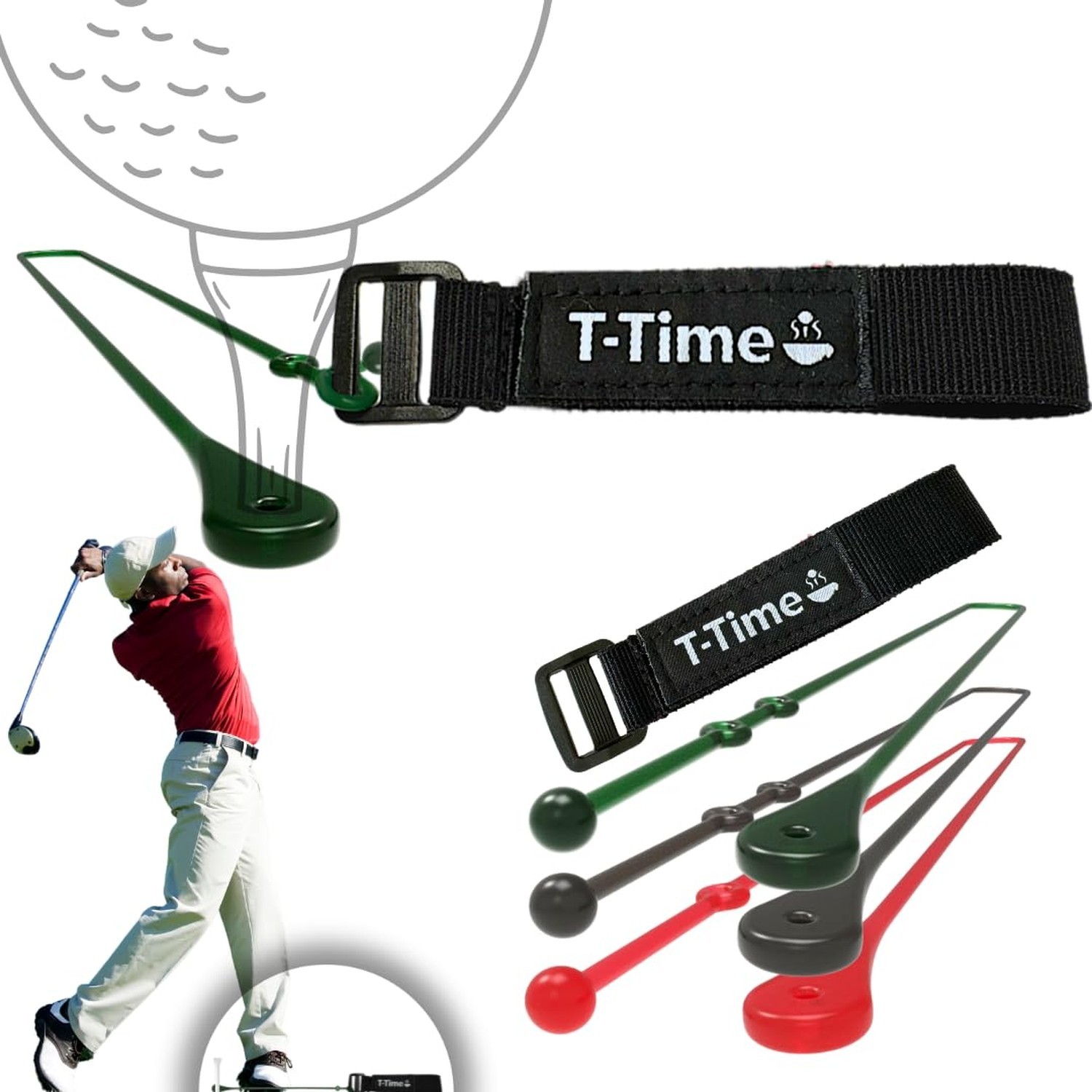 T-Time® Golf Tee Anchor Leash for Driving Range & Simulator Practice, New 2