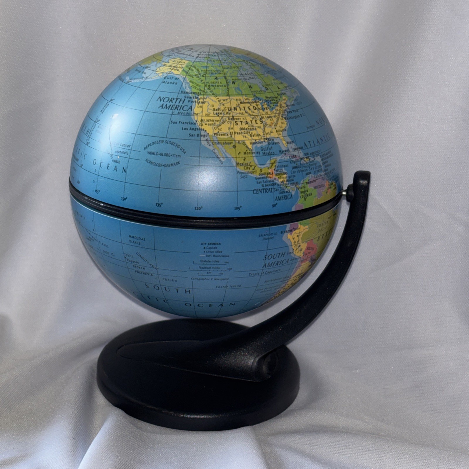 Desktop Rotating Replogle World Globe 6” x 4" Dual Direction Spin
