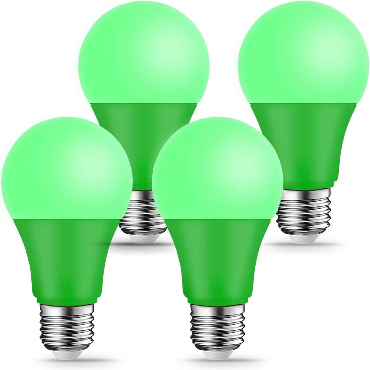 Green Light Bulbs - [ 4 Pack ] - 9W（60W Equivalent） E26 Base LED Colored Light B