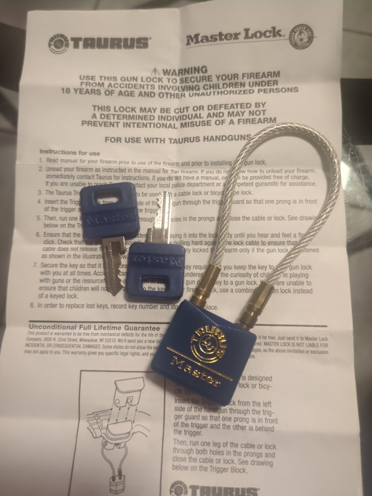 Taurus Factory Cable Revolver Master Lock New