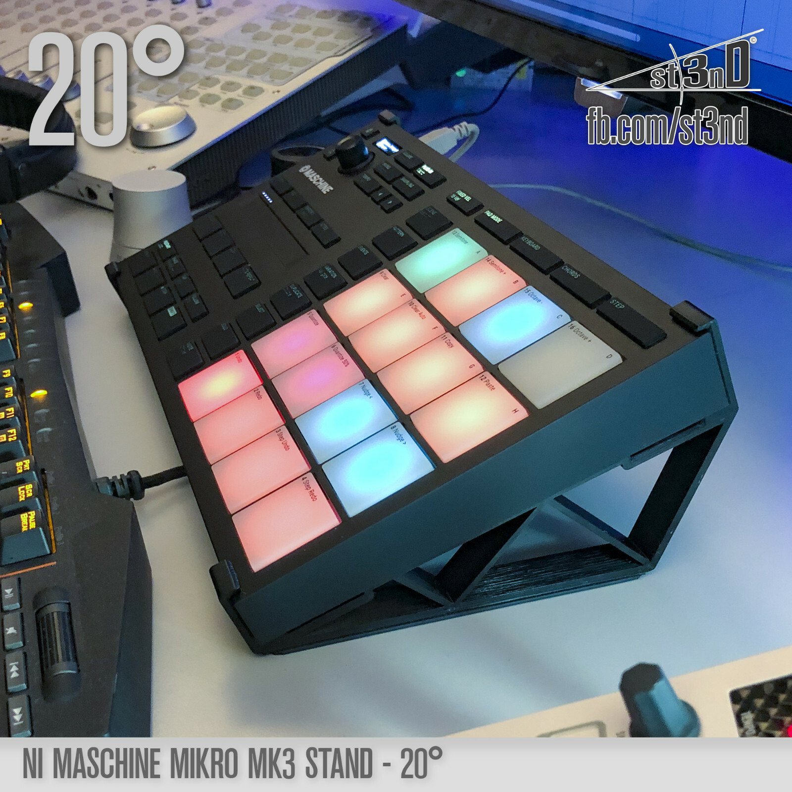 NI MASCHINE MIKRO MK3 STAND - 20 degrees - 3D printed - 100% Buyer Satisfaction