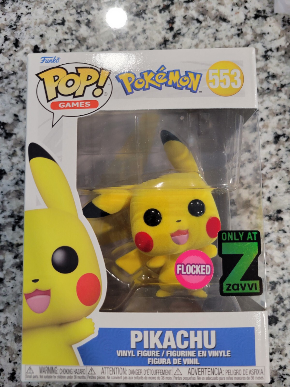 FUNKO POP! Pokemon Pikachu #553 Waving Flocked  Zavvi Exclusive ships today!