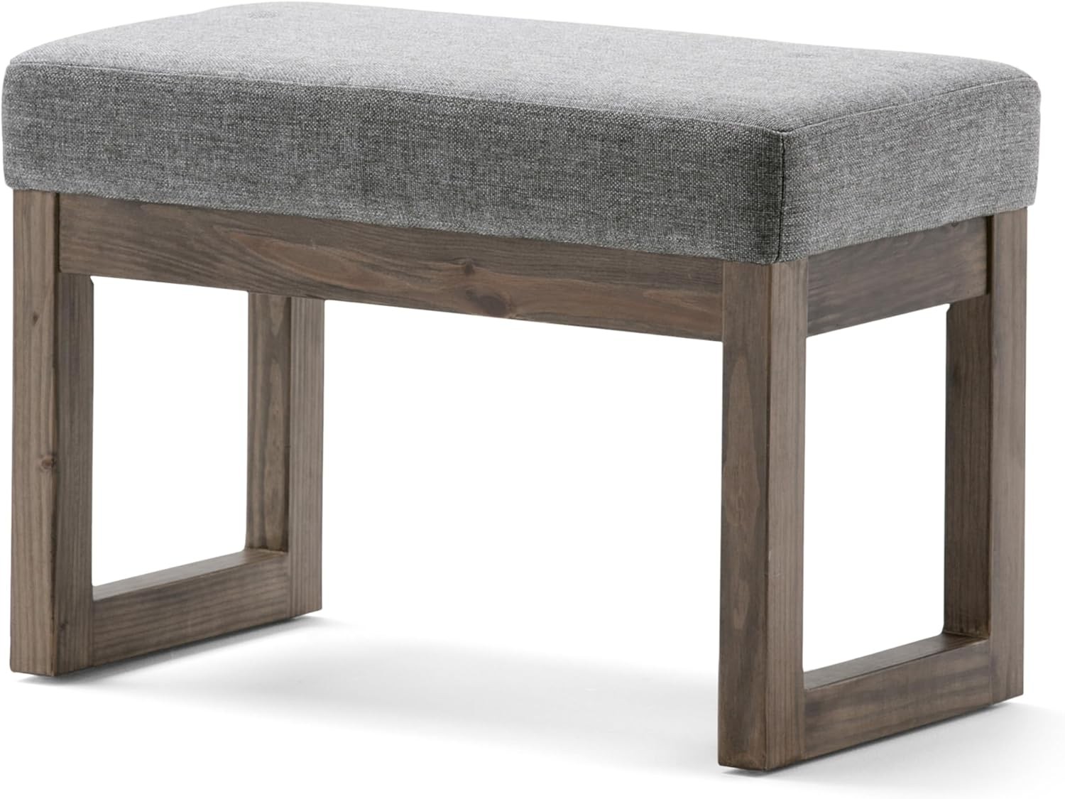 Small Ottoman Bench  Upholstered Linen Look Fabric 27" Wide x 18" High