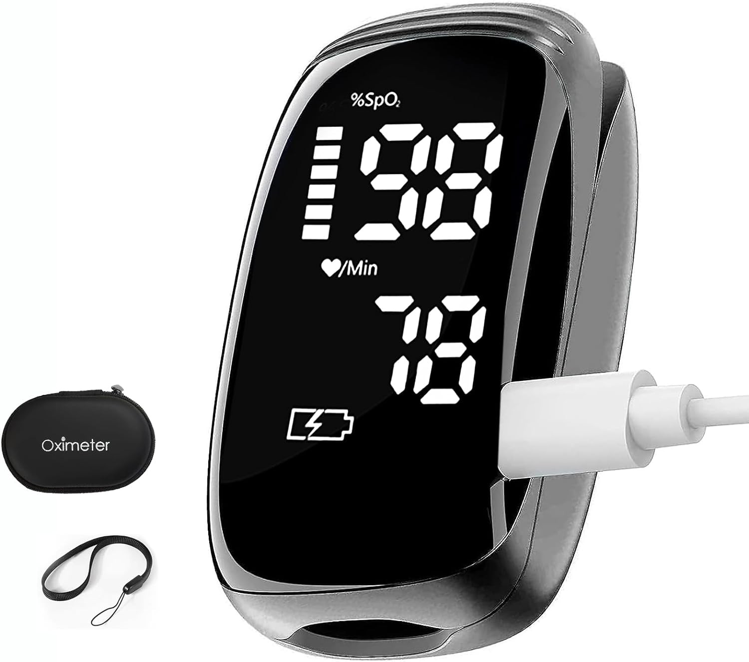 Pulse Oximeter, Blood Oxygen Meter, Fingertip Pulse Oximeter, Rechargeable Pulse