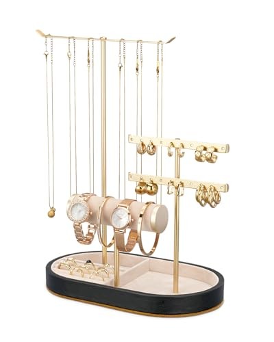 Jewelry Stand Organizer with Velvet Bracelet Holder, Jewelry T31 Black-TPro