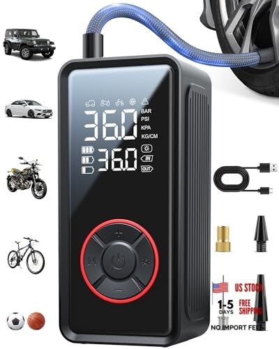 Tire Inflator Portable Air Compressor - 3X Faster Inflation 5.9" x 2.8" x 2.0"