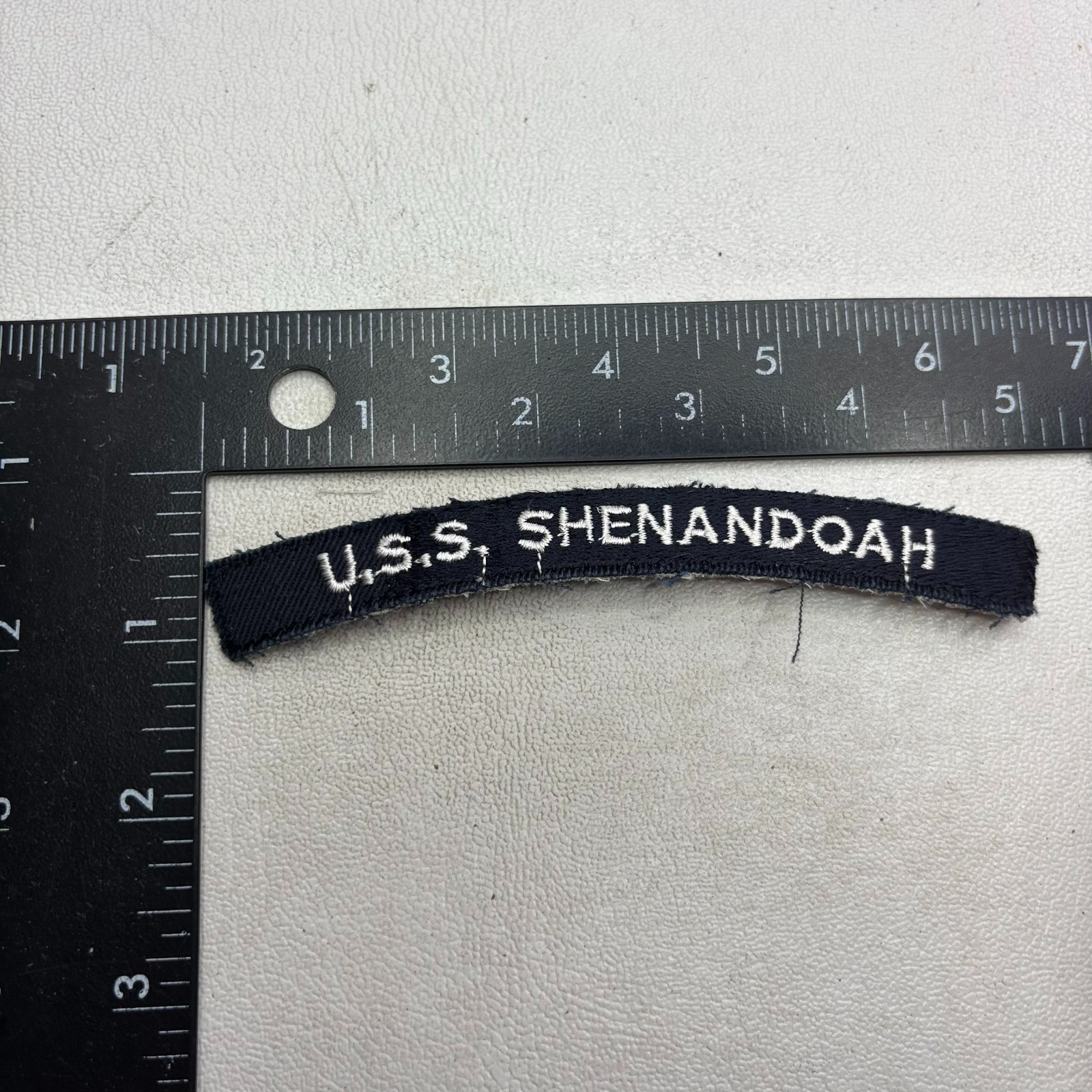 Vtg As-Is Rough / Unfinished US Navy USS SHENANDOAH Rocker Tab Patch (UIM) 64TY