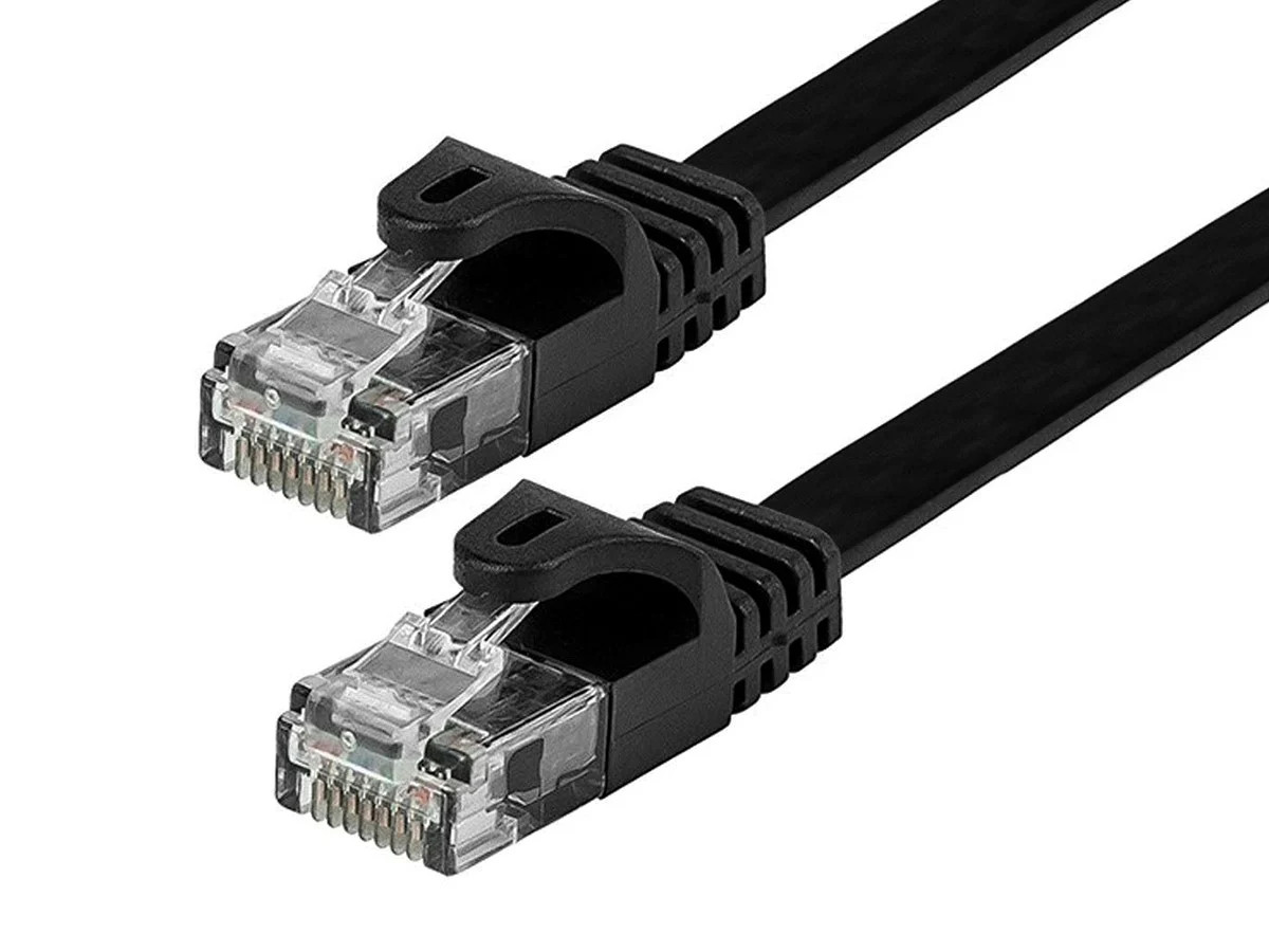 Monoprice Flat Cat6 Ethernet Patch Cable - 25 Feet - Black, 550MHz, UTP, 30AWG