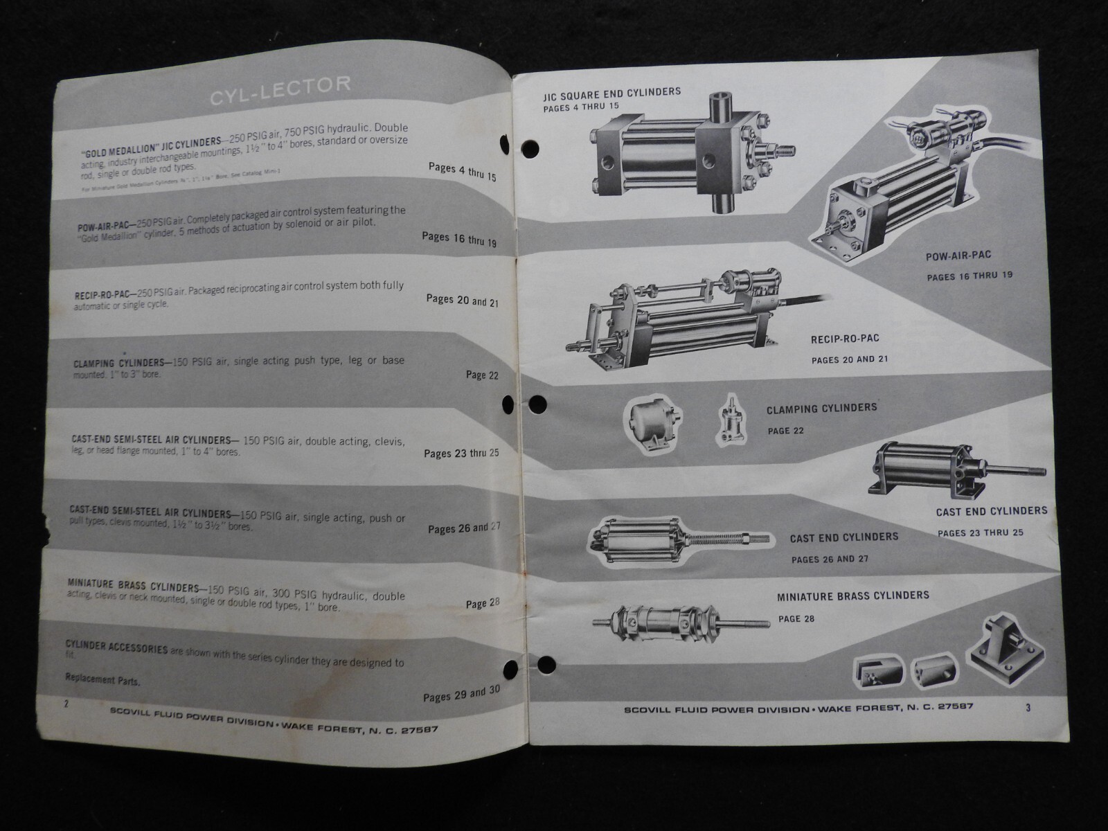 1972 Schrader Pneumatic & Hydraulic Cylinders Wake Forest NC Engineering Catalog