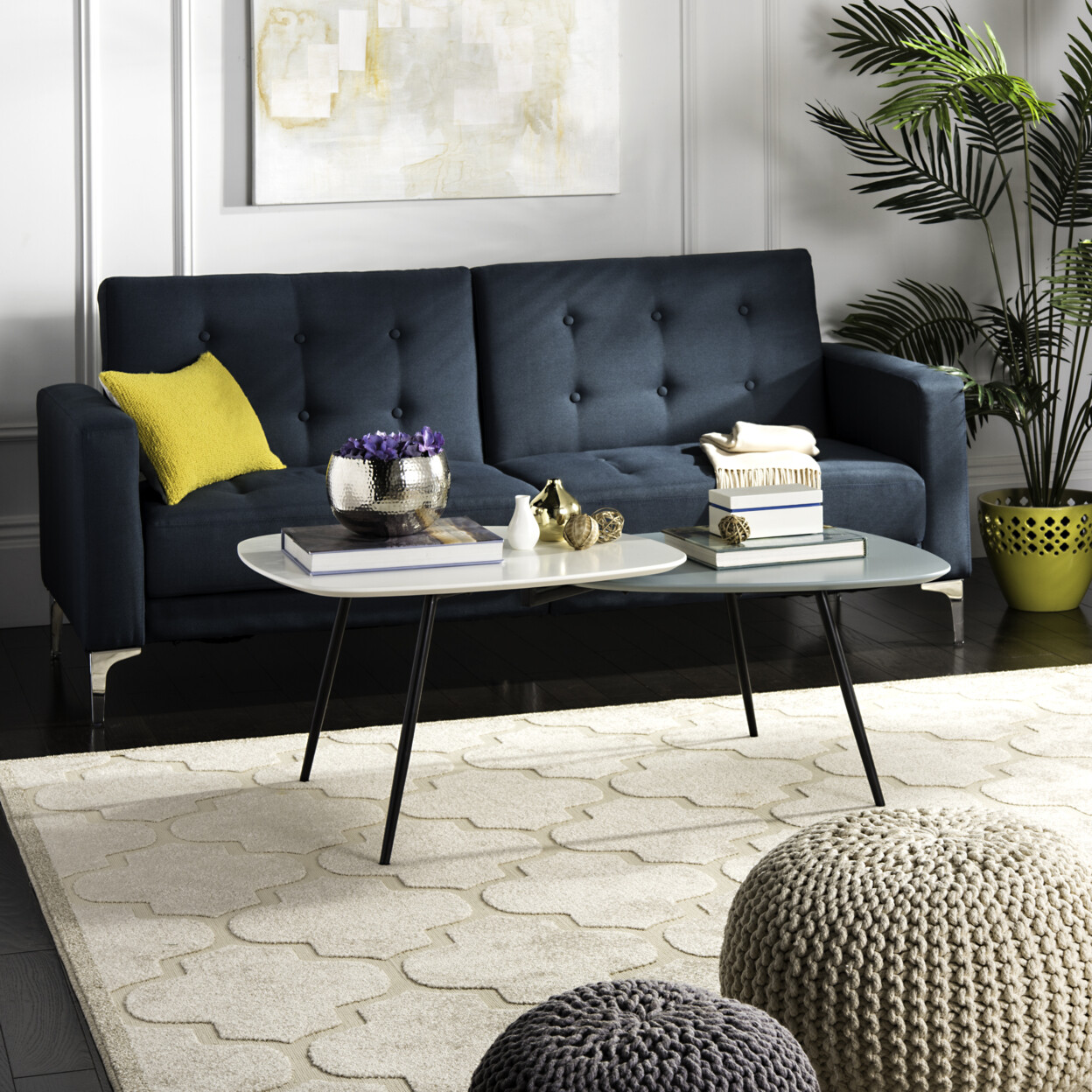 SAFAVIEH Jasmine Bi Level Coffee Table | White / Grey |