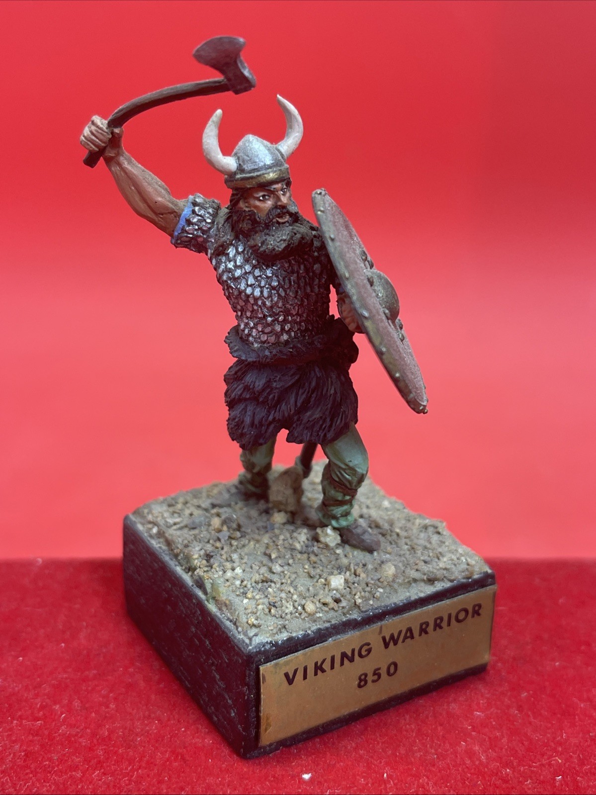 Hand Painted Metal Figurine – Viking Warrior 850 with Axe and Shield