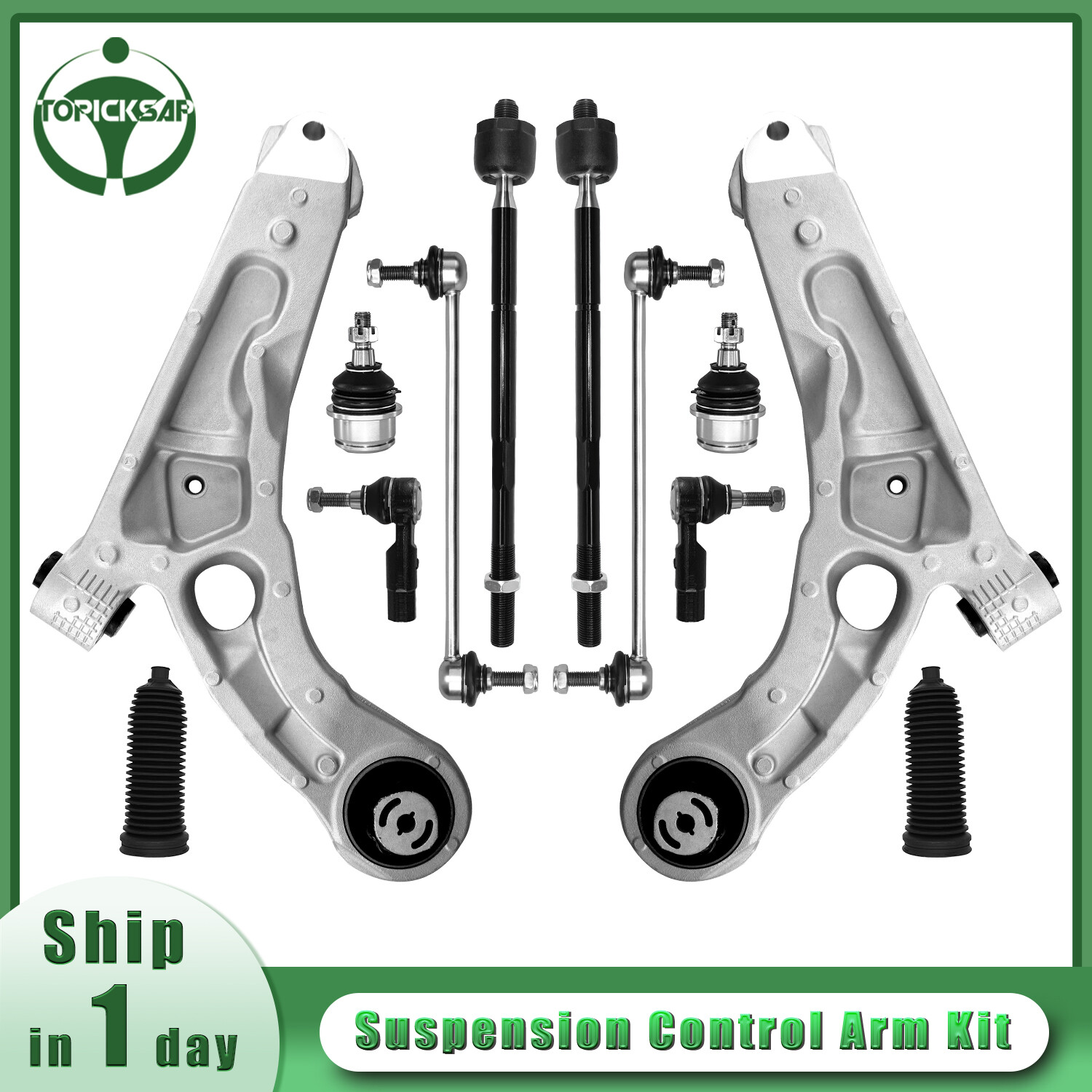 12pc Front Control Arm Ball Joint Tie Rod Sway Link For 2014-2018 Jeep Cherokee