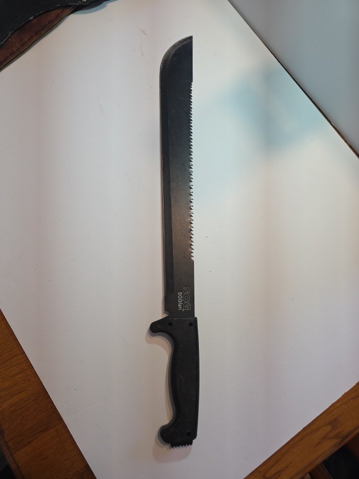 SOG SOGfari Machete, 18" Straight/Saw Back Edge, Black Kraton Handle  MC02-N