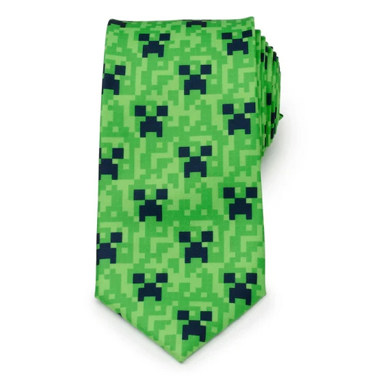 Minecraft Creeper Green Men's 100% Polyester NeckTie